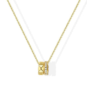 14K Gold Plated Pendant Necklace for Women Cubic Zirconia Necklace Hypoallergenic Two Tone Necklace