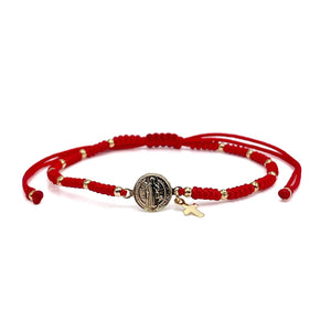 St Benedict Medal Adjustable Red String Bracelet for Women – Pulsera San Benito Abad Fashionable