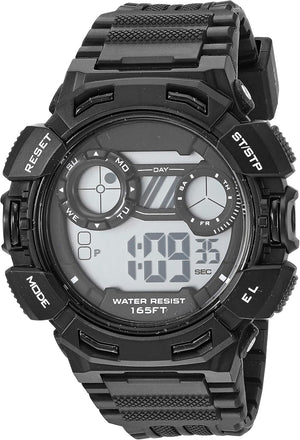 Men's Digital Chronograph Black Resin Strap Water Resistant Watch, Black