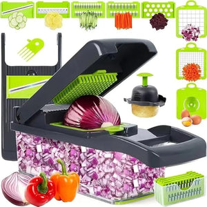 14 in 1 Multifunctional Food Chopper, Kitchen Vegetable Slicer & Juline Dicer