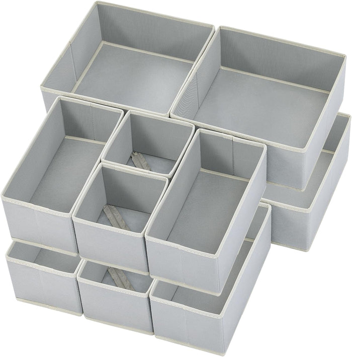 12 Pack Drawer Organizers for Clothing, Dresser Drawer Organizer Clothes, Fabric Foldable Closet Organizers, Gray