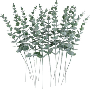 24pcs Eucalyptus Stems Artificial Eucalyptus Leaves Fake Greenery Branches Fake Flowers