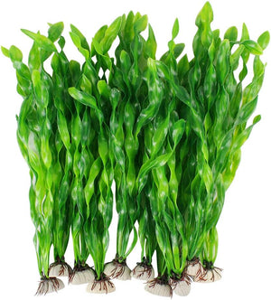 Artificial Seaweed Water Plants for Aquarium, Plastic Fish Tank Plant Decorations 10 PCS (Green)