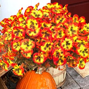 12 Bundles Artificial Flowers Outdoor Fake Fall Flowers for Outside Decoration UV Resistant Plastic Faux Plants , Orange Yellow