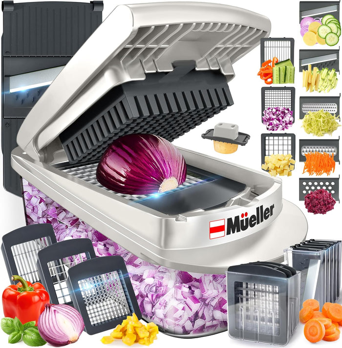 10-in-1, 8 Blade Vegetable Chopper, Onion Mincer, Cutter, Dicer, Egg Slicer with Container