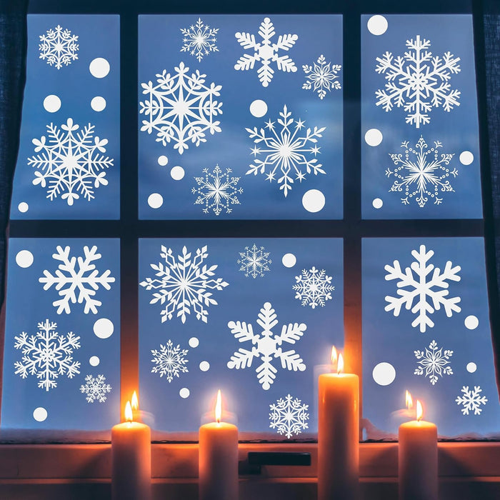 364PCS Snowflake Window Clings, Christmas Window Clings Snowflakes Stickers Decals