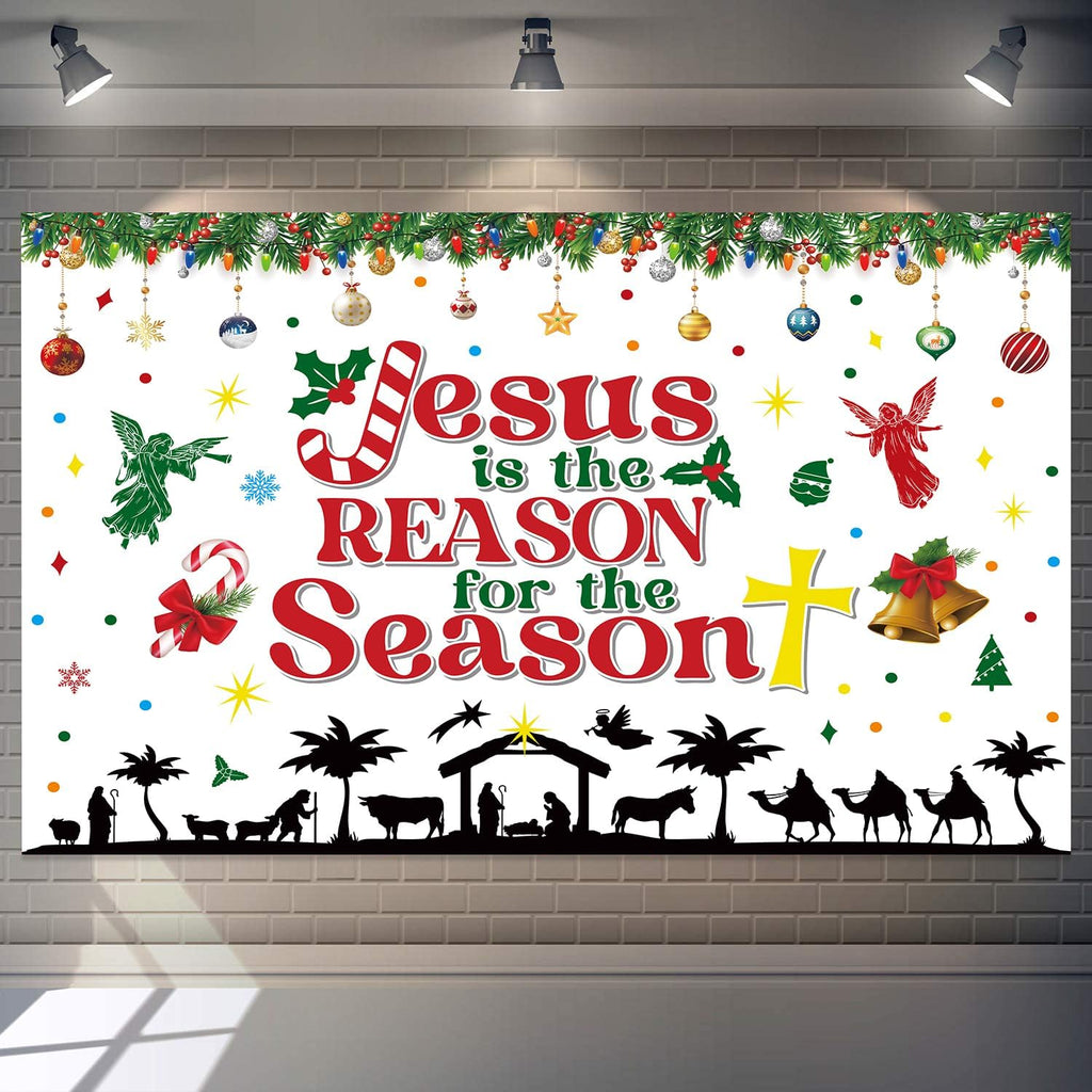 Christmas Nativity Backdrop Jesus is The Reason for The Season Banner Christmas Religious Backdrop Xmas Photography Background