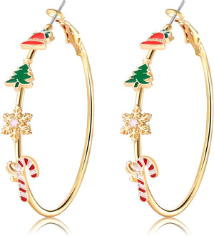 Christmas Earrings for Women Festive Holiday Hoop Earrings Costume Party Outfits Holiday Jewelry Gifts