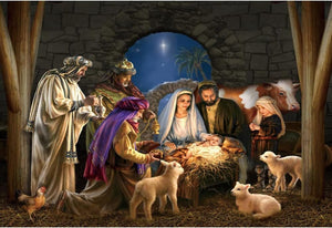 Fabric Nativity Backdrop Scene 10x8ft Christmas Nativity Backdrop Manger Holy Child Backdrop Christmas Church Display