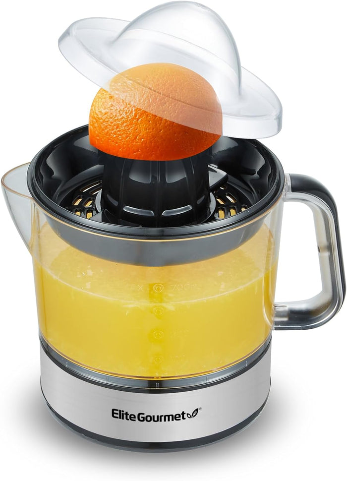 BPA-Free Electric Citrus Juicer, Compact, Large Volume, Pulp Control, Oranges, Lemons, Limes, 24oz, Black/Stainless Steel