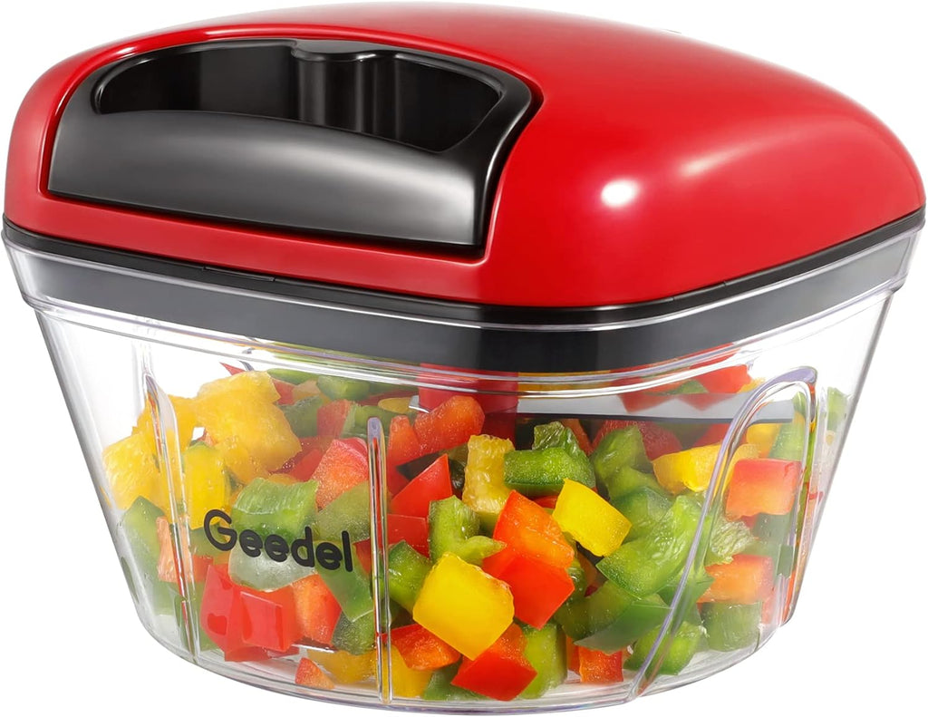 Manual Food Processor Vegetable Chopper, Geedel Pull Chopper with String, 2 Cup(500ml)