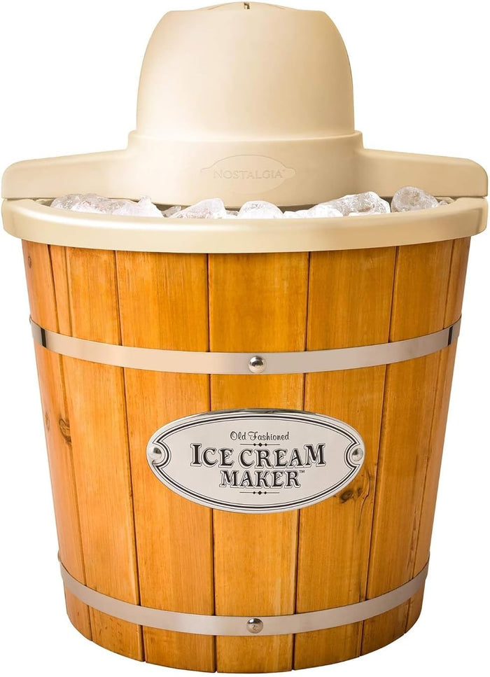 Electric Ice Cream Maker - Old Fashioned Soft Serve Ice Cream Machine Makes Frozen Yogurt or Gelato in Minutes, 4 QT