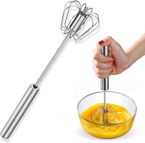 Stainless Steel Eggbeater,egg scrambler,hand mixer, Rotating Semi-Automatic Eggbeater