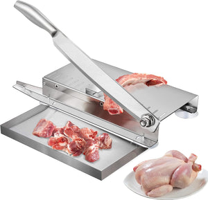 Meat Slicer Bone Cutter 20in，Manual Ribs Chopper with Food Tray