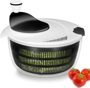 Salad Spinner Lettuce Dryer, Rotary Veggie Washer with Compact Bowl and Colander, 4L, Black