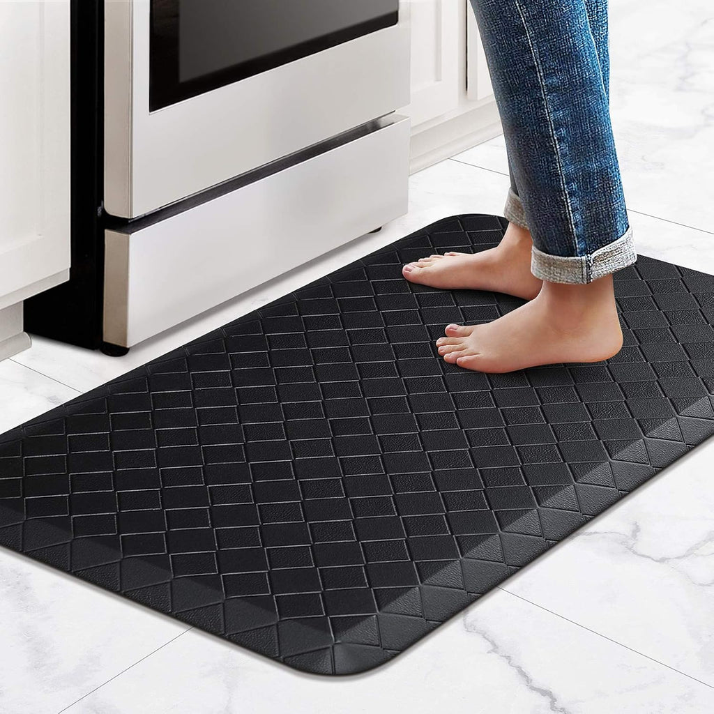 Floor Mat Cushioned Anti-Fatigue ,17.3"x28",Thick Waterproof Non-Slip Mats and Rugs Heavy Duty, Black