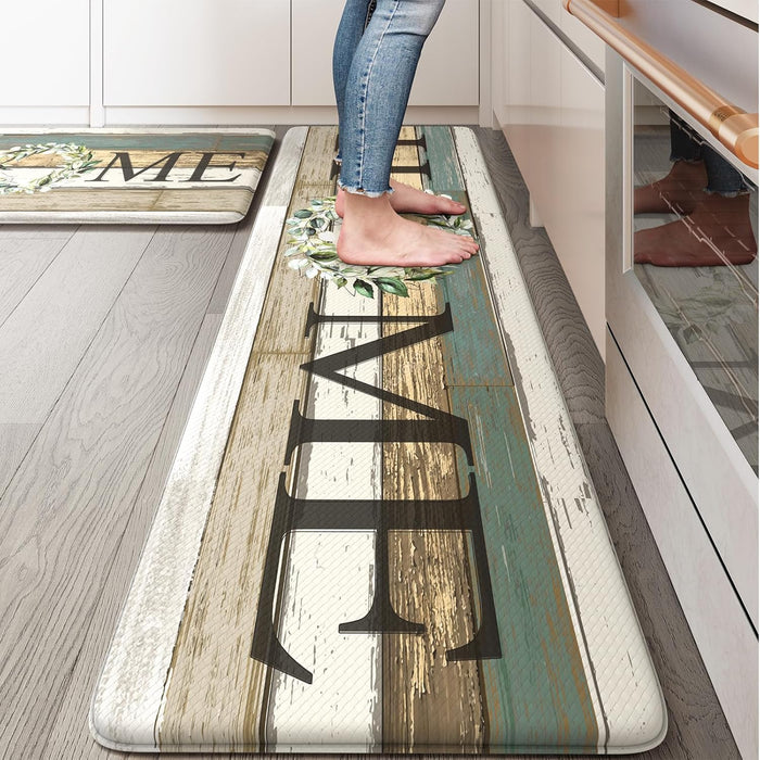 Anti Fatigue Kitchen Mats, Farmhouse Kitchen Rugs Sets of 2,Non Slip Waterproof Kitchen Floor Mats, 17.3" x 59"+ 17.3" x 29"--0.47 inches