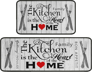 Farmhouse Kitchen Rug 2 Pieces Set, Washable Non-Slip Kitchen Sink Rustic Decor Carpet, 17"x47"+17"x30"