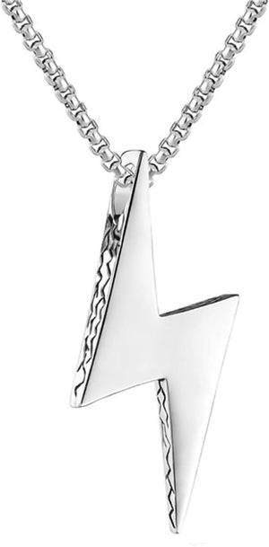 Lightning Bolt Necklace for Men Women Titanium Steel Punk Hip Hop Necklace