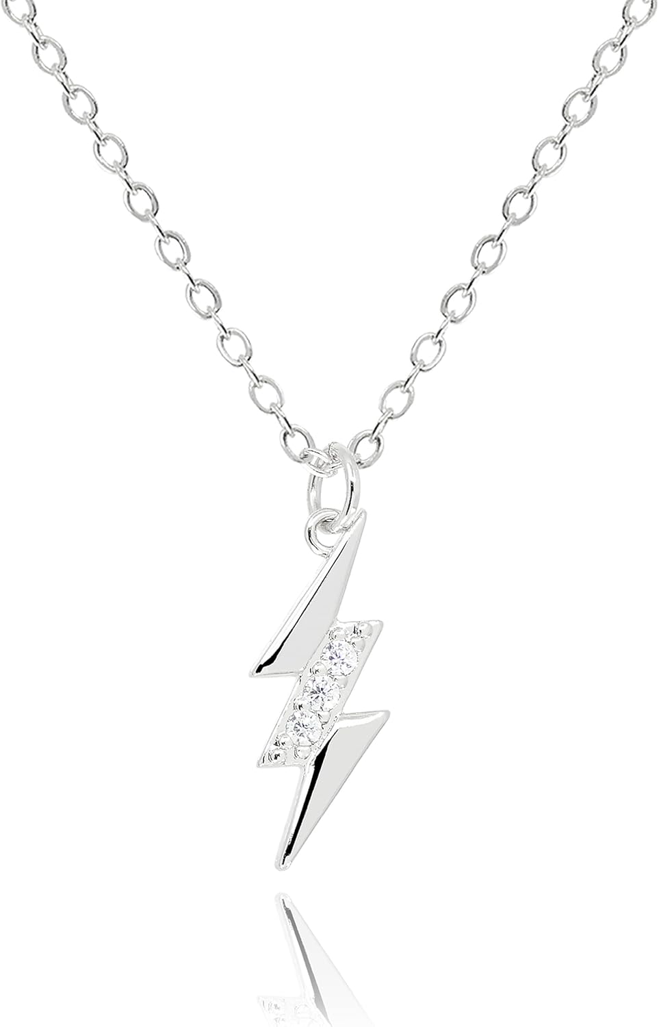 Lightning Bolt Necklace for Women 14K Gold Plated Cubic Zirconia Pendant