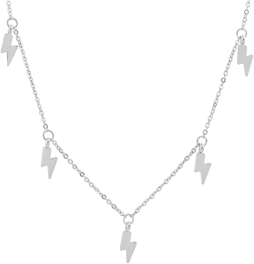 8k Gold Plated Lightning Bolt Pendant Necklace, 15"+2" Extender