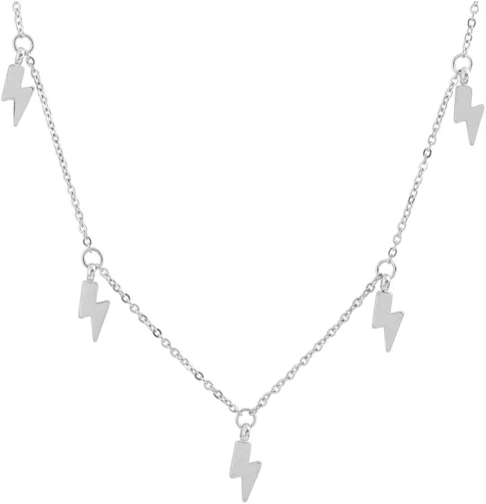 8k Gold Plated Lightning Bolt Pendant Necklace, 15"+2" Extender