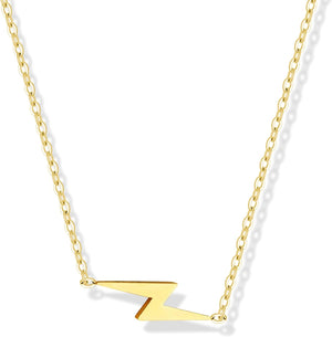 Lightning Bolt Gold Dainty Necklaces for Women 14k Gold Plated