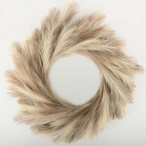 27'' Faux Pampas Wreath for Front Door, Artificial Pampas Wreath for All Seasons  (Ivory&Taupe)