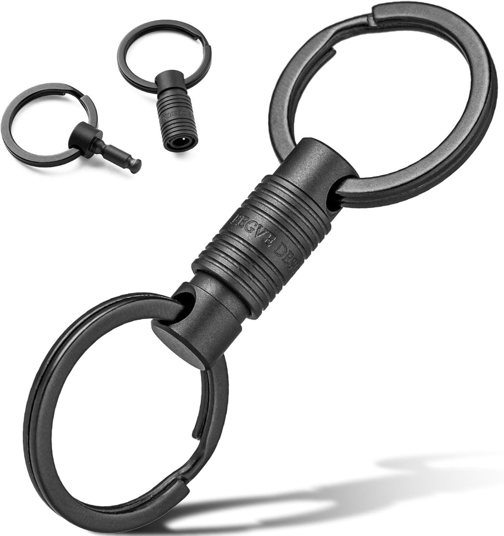 Titanium Quick Release Keychain, Rotatable Pull Apart Key Chain, Detachable Key Rings for Men Women, Black