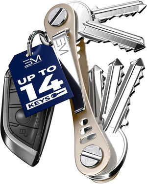 Compact Key Holder - Pocket Key Organizer - 14 Keys Key Bar, Beige