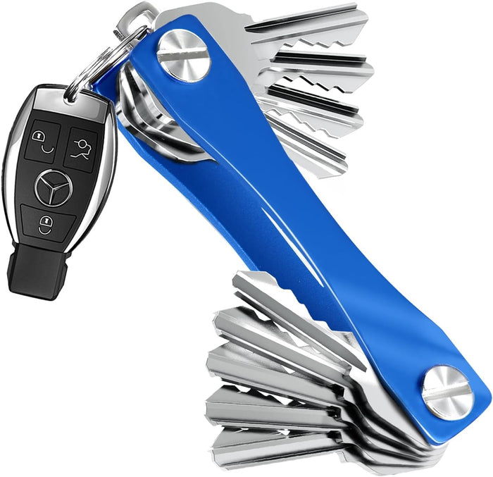 Key Holder for Keychain Key Ring Key Case - Minialist Compact Keyholder, Blue