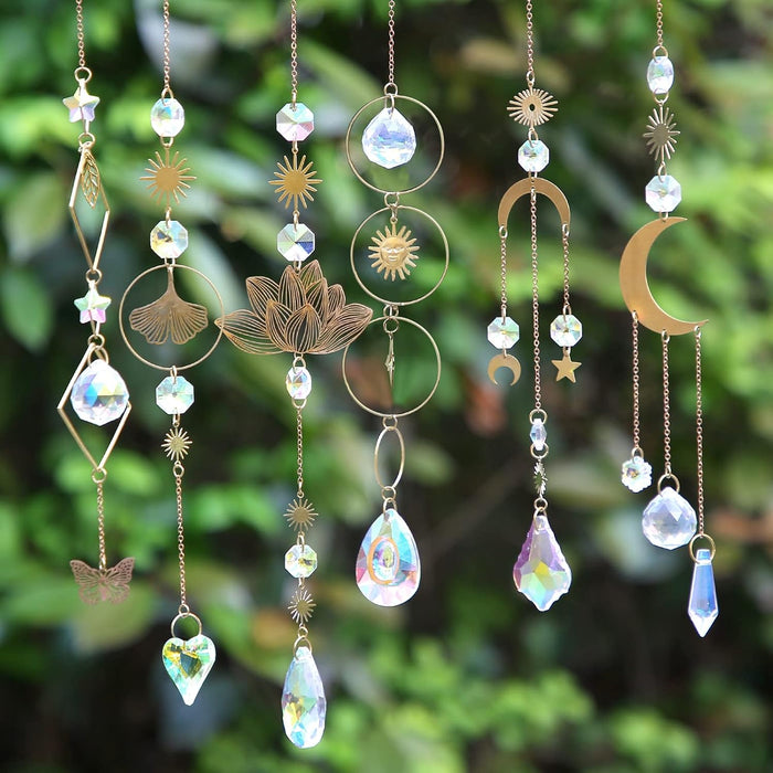 6Pieces Colorful Crystals Suncatcher Hanging for Window Crystal Ball Prism Rainbow Maker Pendants