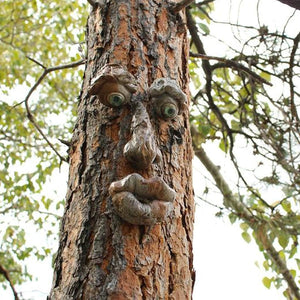 2 Inch Enlarged Tree Face Outdoor Statues Old Man Tree Hugger Bark Ghost Decoration