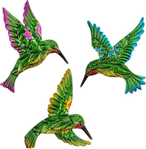 Hummingbird Wall Art Decor 3pcs, Metal Hummingbird Decor Hanging for Bathroom Bedroom