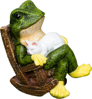 Miniature Frog Garden Statue with Cat Figurine, Frog Gifts, Outdoor Decorations for Yard, 3.14''