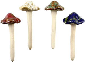 4pcs (Random Color) Ceramic Mushroom for Garden, Yard, Fairy Garden