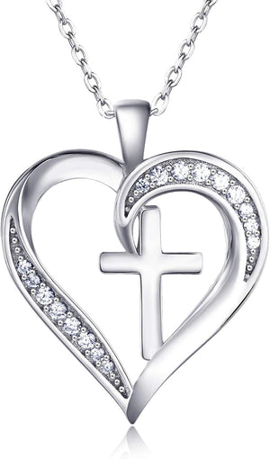 Cross Necklace for Women 925 Sterling Silver Cross Necklace Heart Necklaces