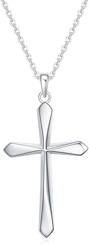 925 Sterling Silver Cross Pendant Necklace, Simple Cross Jewelry Gift for Women