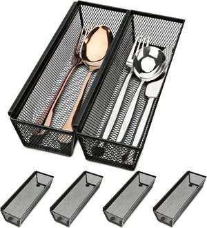 Silverware Drawer Organizer, Silverware Organizer for Drawer, 6 Pack Utensil Organizer for Kitchen Drawers, Kitchen Drawer Organizer for Large Utensils with Interlocking Arm (9.6 * 3 * 2 inch)