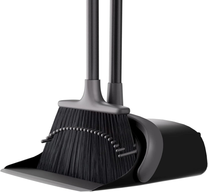 Broom and Dustpan Set for Home with 52" Long Handle, Standing Set for Home Kitchen Room Office Lobby Floor Cleaning