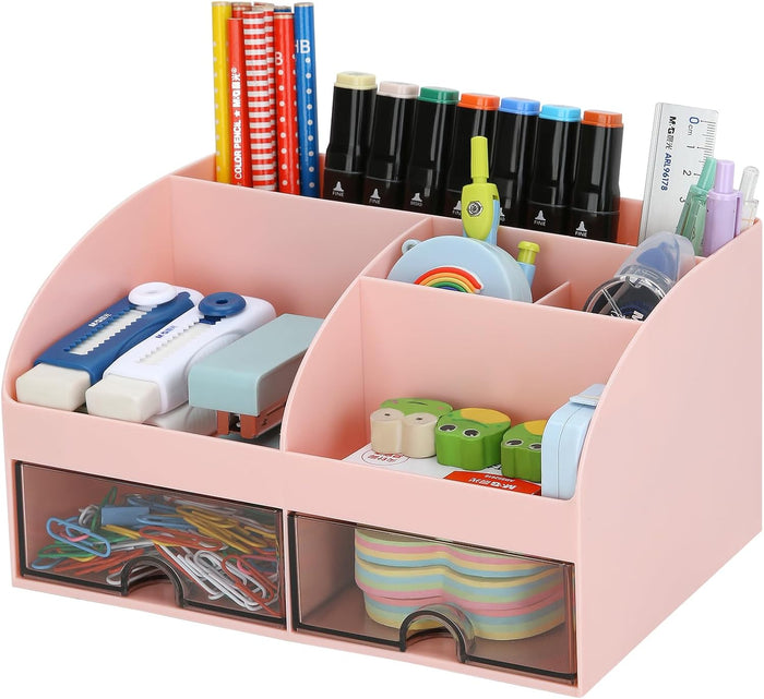 Office Desk Organizer with Drawers for Desktop/Tabletop/Counter, Desk Top Accessories Stationary Organizer Desk Caddy