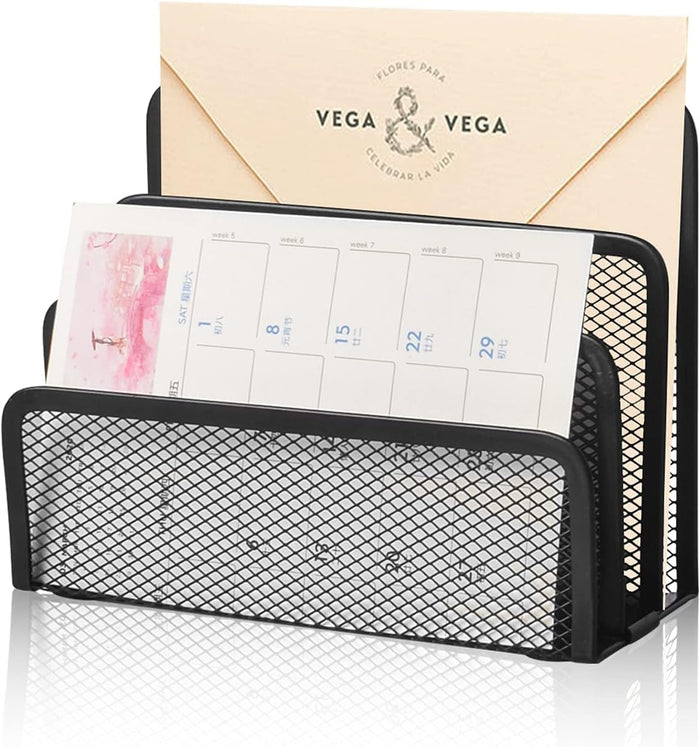 Desk Mail Organizer Small File Holders Letter Organizer Metal Mesh Document/Filing/Folders/Paper Organizer for Desktop