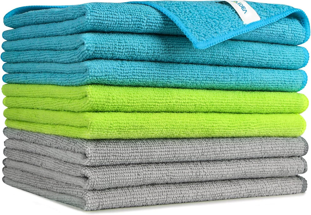 Microfiber Cleaning Cloths-8PK, Soft Absorbent Microfiber Cloth, Lint-Free Streak-Free Cleaning Towels for Cars, House, Kitchen, Window(12in.x16in.)—8PK