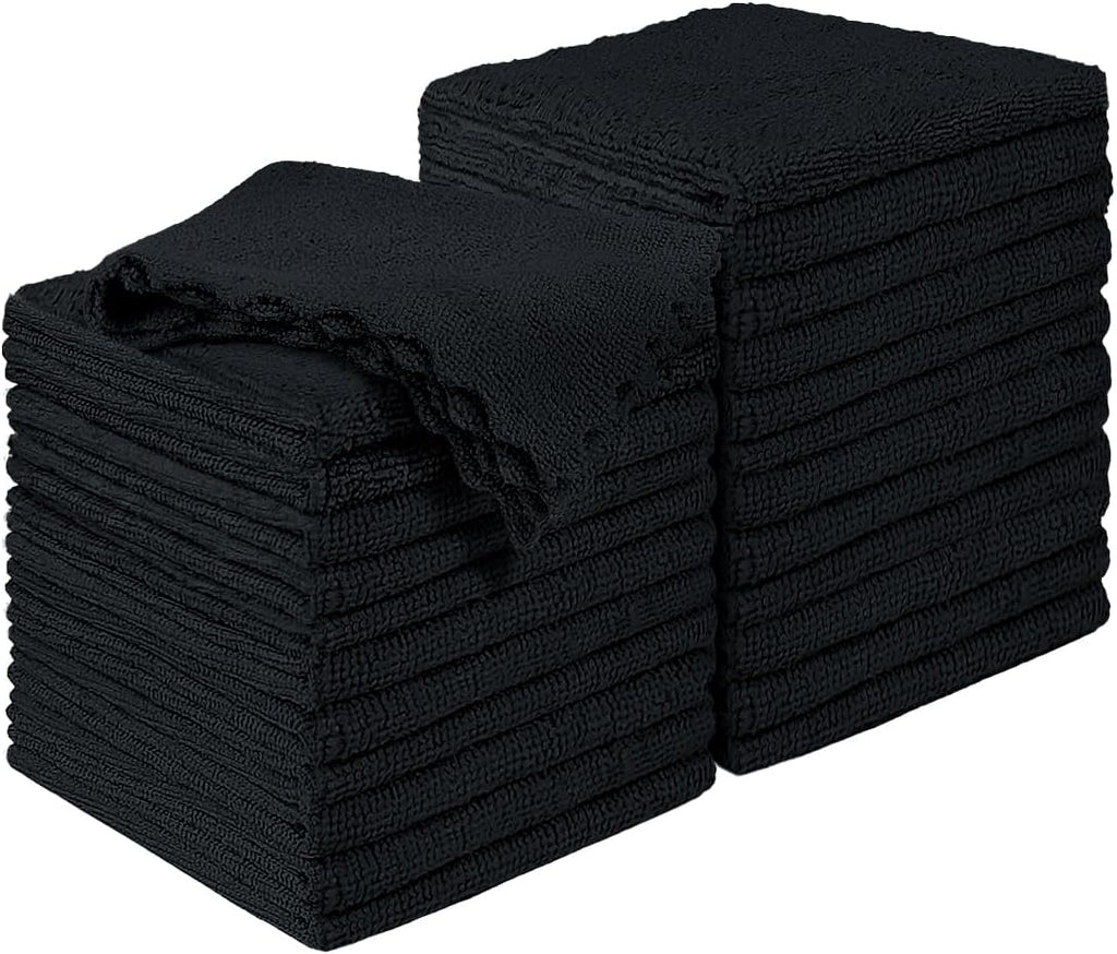 Black Microfiber Cleaning Cloths, 24 Pack Cleaning Rags for Kitchen, Lint Free, Scratch-Free, Highly Absorbent, and Reusable Cleaning Towels for House, Window and Glass, Cars, 11X9 inch