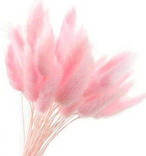 Bunny Tails Dried Flowers 120pcs, Dried Lagurus Rabbit Tail Grass Bunch for Boho Home, Rustic Farmhouse, Wedding, Party Decor (Pink)