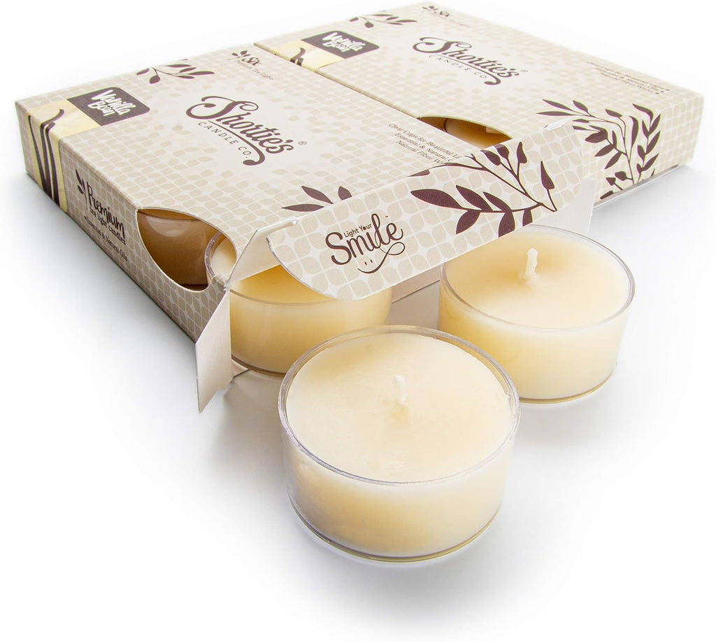 Premium Tealight Candles Multi Pack - 12 Beige Highly Scented Tea Lights - Beautiful Candlelight, Vanilla