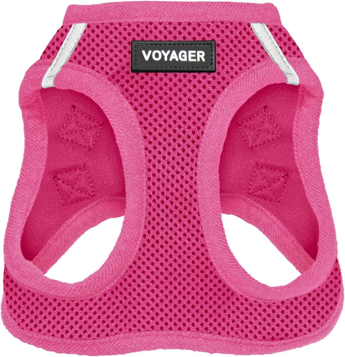 Step-in Air Dog Harness - All Weather Mesh, Reflective, No Pull Harness for Small, Medium Dogs, Cats - Secure with Hook & Loop Fastener, Buckle, Double D-Rings - Fuchsia, S