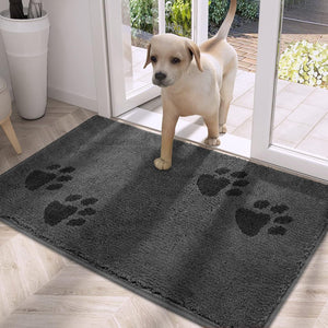 Dirt Trapper Door Mat 20" x 31.5", Non-Skid/Slip Machine Washable Microfiber Entrance Rug, Shoes Scraper, Dog Door Mat, Super Absorbent Floor Mat for Muddy Wet Shoes and Paws, Grey