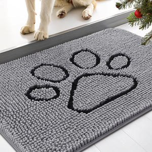 Door Mat for Muddy Paws, Absorbent Dirt Trapper Non-Slip Washable Mat, Quick Dry Chenille, Mud Mat for Dogs, Entry Indoor Door Mat for Inside Floor (30x20 Inches, Grey)