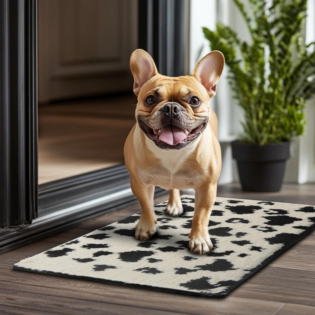 Doormat for Muddy Dog Paws, Machine Washable Soft Microfiber, Non-Slip Welcome Rug Bed Mat for Dirty Dogs, Thick Washable Mat for Kitchen Bathroom Bedroom Entryway 24" L X 16" W, White